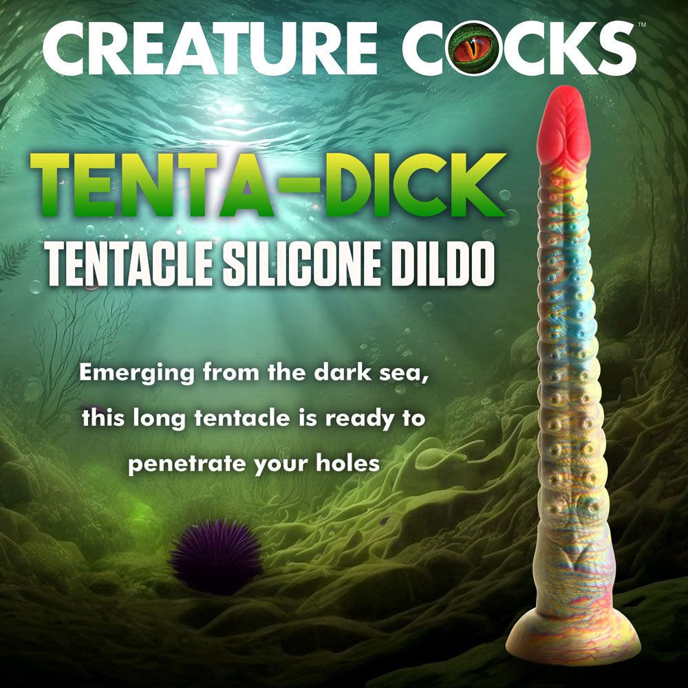 Tenta Dick Tentacle Silicone Dildo (Multicolor) – 11 Inch Ribbed Tentacle Dong > Dildos > Fantasy