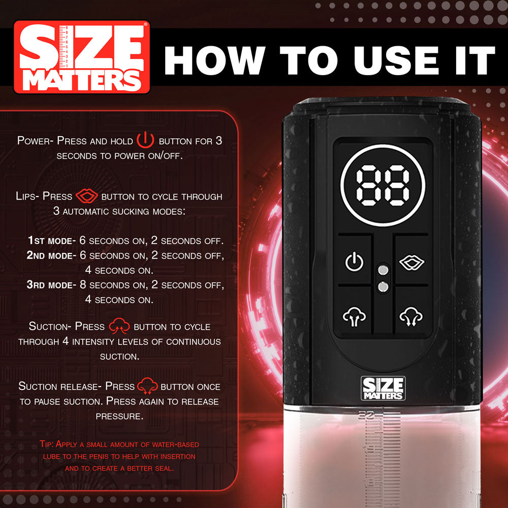Size Matters Sucking Submersible Penis Pump 7.75" x 2.6" > Pumps > Penis Pumps Electric