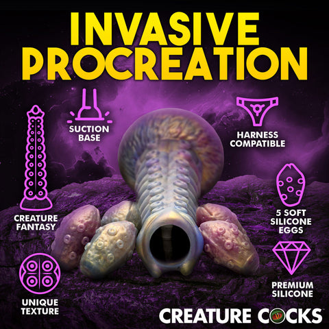 Deep Invader Tentacle Ovipositor Silicone Dildo with Eggs Fantasy Dongs
