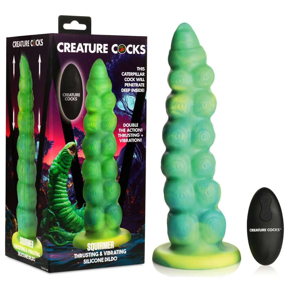Creature Cocks Squirmer 22.3 Centimeter USB Rechargeable Thrusting Fantasy Dildo Green DONGS Thrusting
