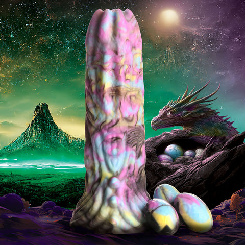 Dragon Spawn Dragon Ovipositor (Multicolor) – Silicone Dildo with Eggs 6 inch > Dildos > Fantasy