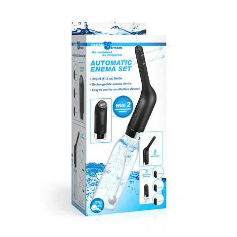 CleanStream Automatic Enema Set USB Rechargeable Douche 350 Milliliter Capacity Douches