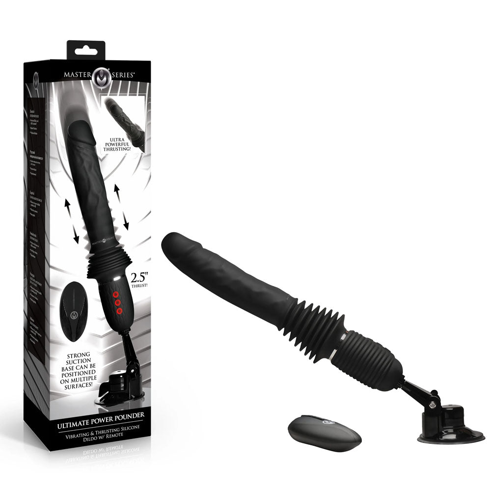 Master Series Ultimate Power Pounder 30 Centimeter USB Rechargeable Thrusting Vibrator Black DONGS Thrusting