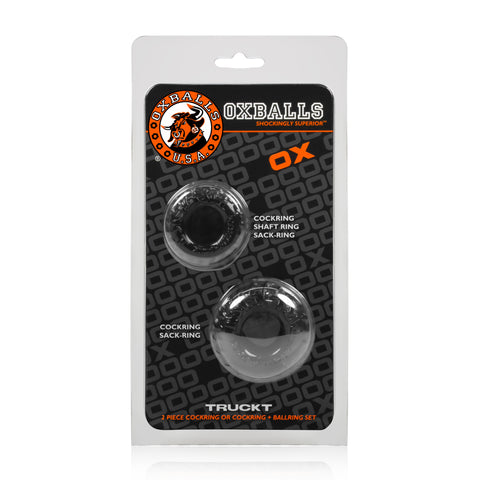 Trukt 2 Piece Cockring Set Black for Enhanced Comfort and Support Black COCK RING Set