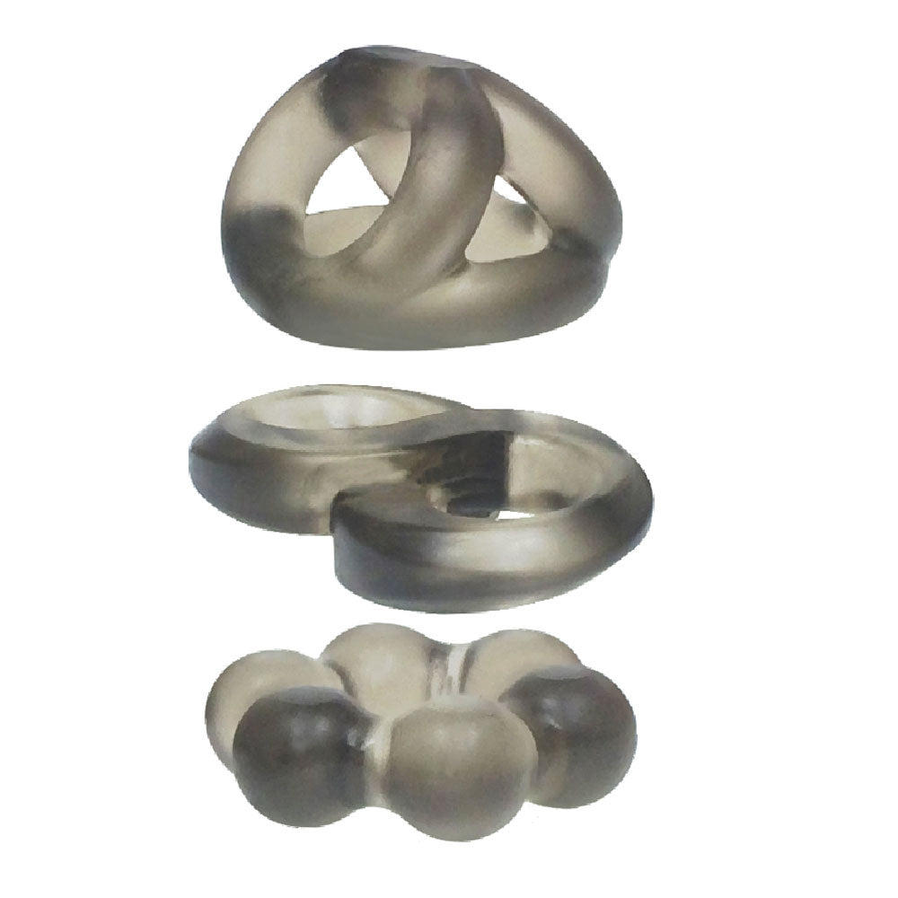 Phat Rings Smoke Cock Rings Set of 3 Gray > Cock Ring > Sets