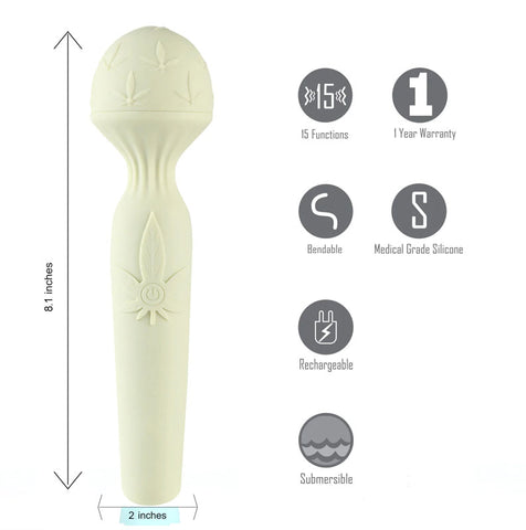 Maia Marlie 420 Massage Wand 20.6 cm USB Rechargeable with Hemp Leaf Design Electric Massager