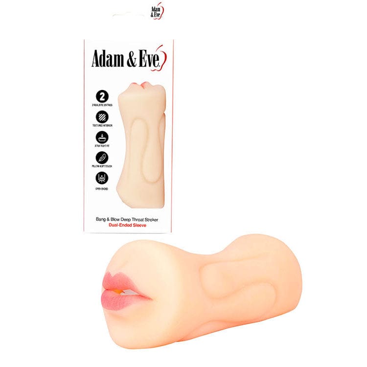 Adam & Eve Bang & Blow Deep Throat Stroker – Dual Sensation Male Stroker Flesh > Sex Toys For Men > Masturbators > Manual Main image