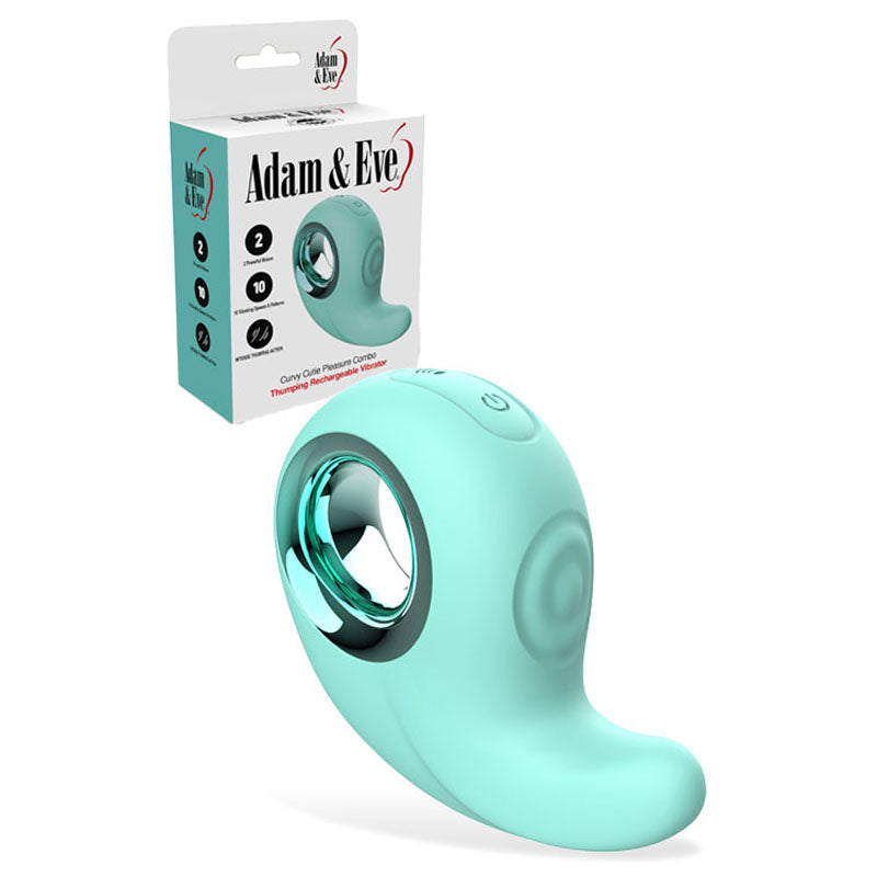 Adam & Eve Curvy Cutie Pleasure Combo Teal Tapping Stimulator Teal > Vibrators > Ladies > Clitoral Vibrators and Stimulators