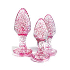 Adam & Eve Glitter Gem 3-Piece Butt Plug Set - Pink Sparkle > Anal Range > Jewel Butt Plugs