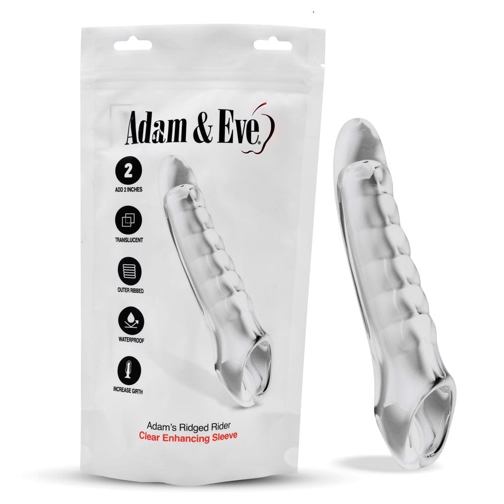 Adam & Eve Ridged Rider 7 Inch Penis Extension Clear > Sex Toys For Men > Penis Sleeves