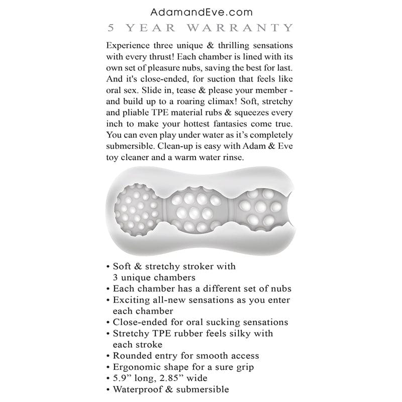 Adam & Eve Triple Chamber Ball Drainer Stroking Toy Strokers - Manual