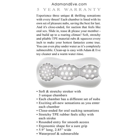 Adam & Eve Triple Chamber Ball Drainer Stroking Toy Strokers - Manual