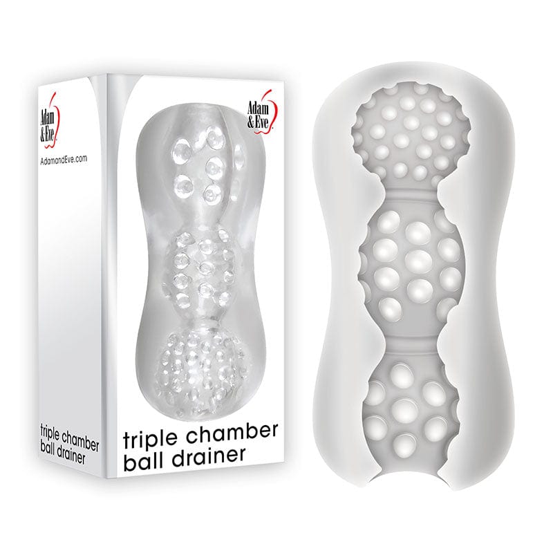 Adam & Eve Triple Chamber Ball Drainer Stroking Toy Clear Strokers - Manual