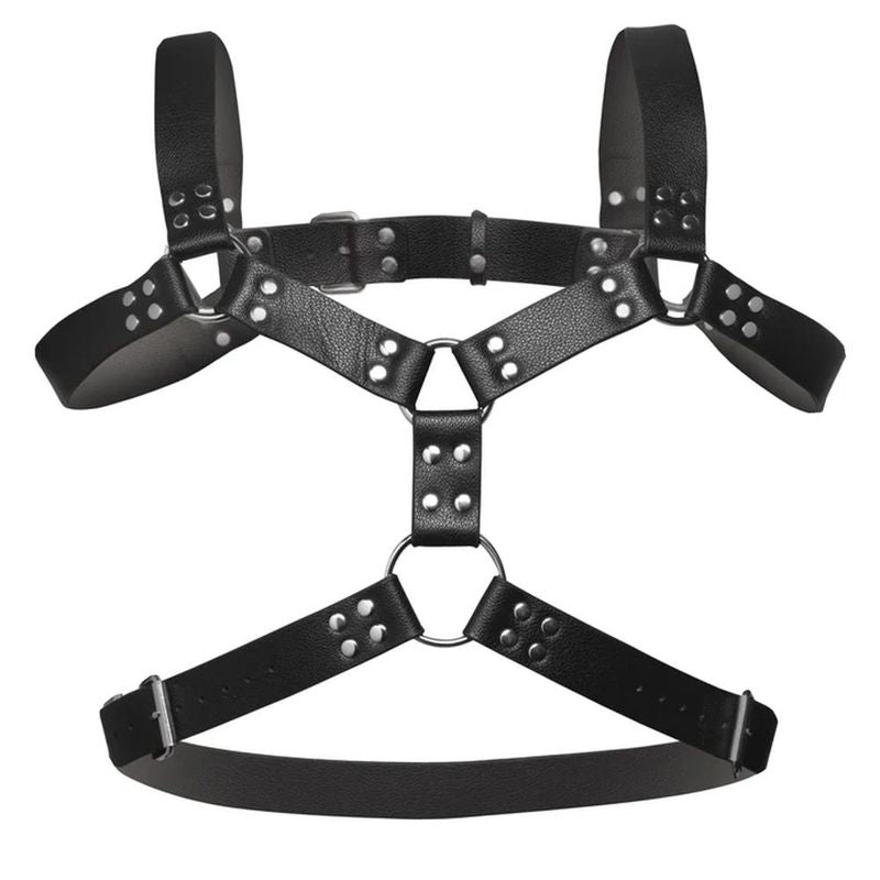 Adjustable Black 6 O-Ring Chest Harness for 44.5 to 49 Inch Chests Mens Harnesses