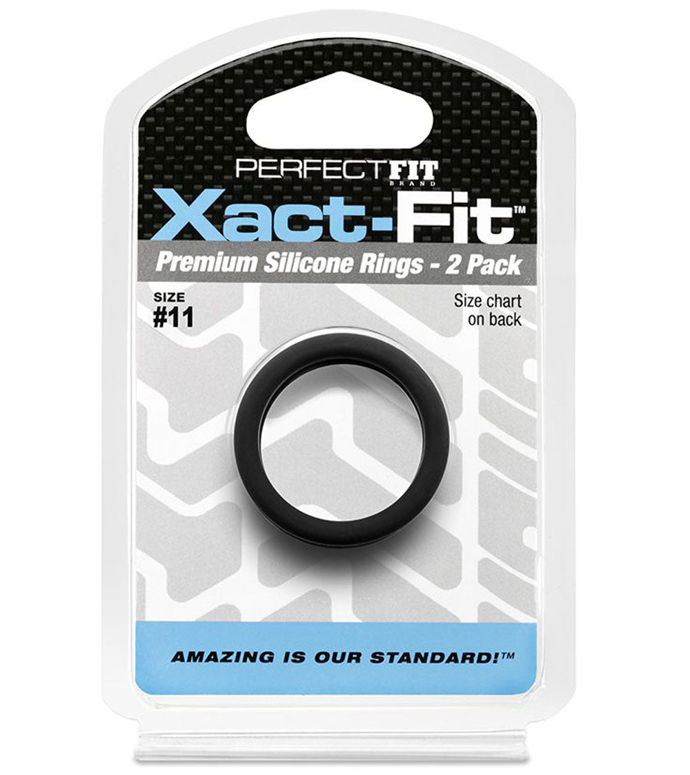 Xact Fit Number 11 Precision Ring Sizing Set 1.1 Inch 2 Pack Black COCK RINGS