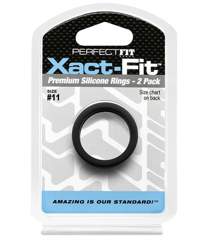 Xact Fit Number 11 Precision Ring Sizing Set 1.1 Inch 2 Pack Black COCK RINGS