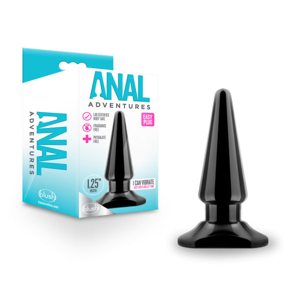 Anal Adventures Easy Plug Black 10.1 cm 4 Inch Butt Plug