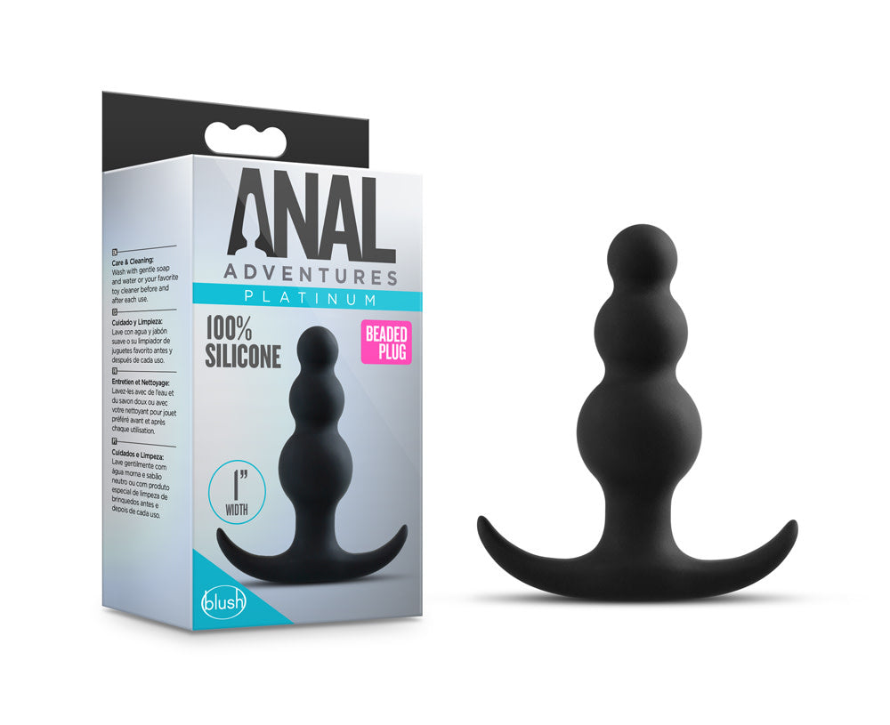 Anal Adventures Platinum Beaded Plug Black 7.6 Cm Secondary image