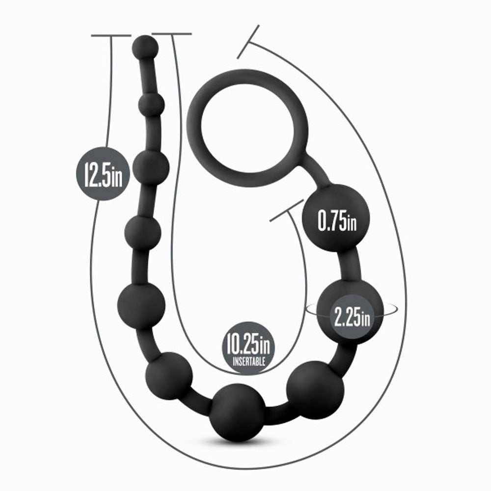 Anal Adventures Platinum Silicone (Black) – 12.5" Smooth Anal Beads Secondary image