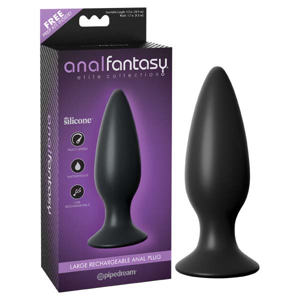 Anal Fantasy Elite Collection Large 13.5 cm Rechargeable Anal Plug Black Butt Plugs - Vibrating