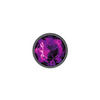 Cheeky Charms Gunmetal Round Butt Plug with Purple Jewel Small > Anal Range > Jewel Butt Plugs