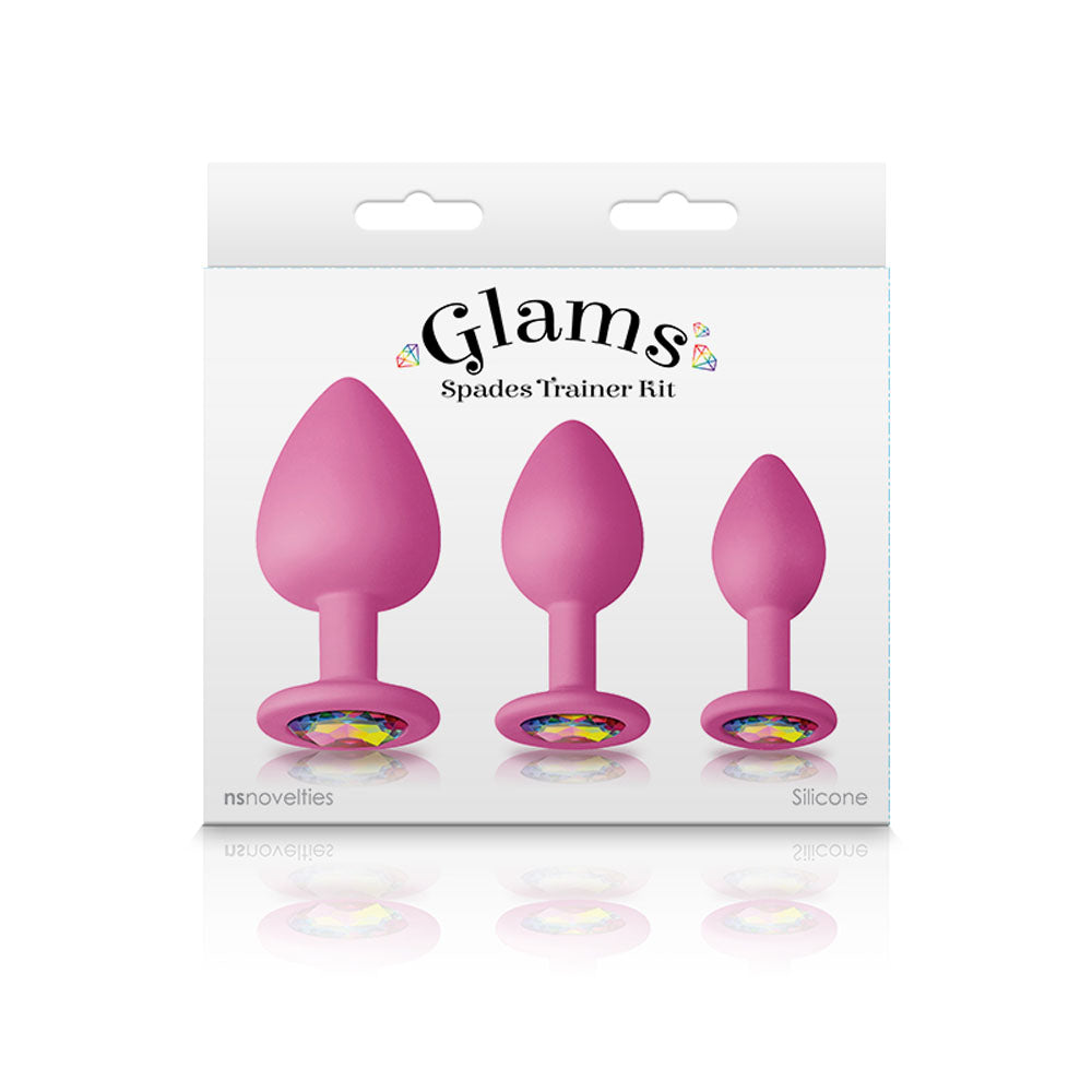 Glams Spades Trainer Kit (Rainbow Gem) – Three-Piece Silicone Butt Plug Set Pink > Anal Range > Butt Plug Kits