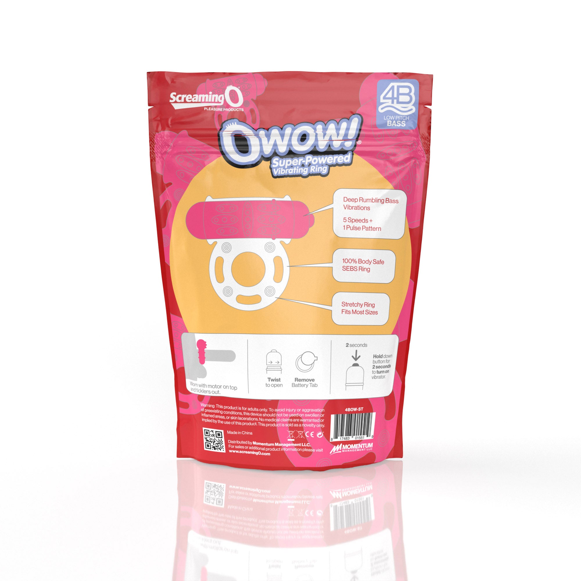 Owow 4B Low Pitch Bass (Strawberry) > Cock Ring > Vibrating