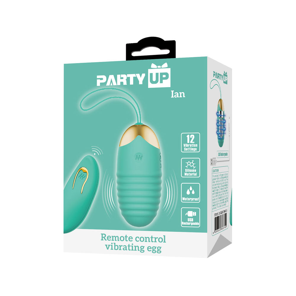 Party Up Ian Remote Egg Teal Vibrating Egg with Wireless Remote > Sex Toys For Ladies > Vibrating Eggs