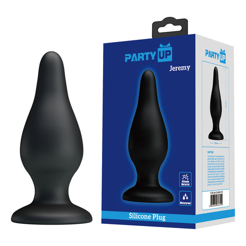 Party Up Jeremy Butt Plug 15.4 cm Smooth Silicone Anal Toy Black Butt Plugs