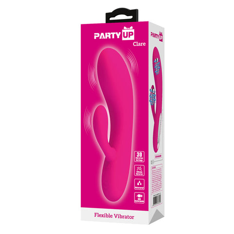 Party Up Clare Flexible Vibe 16.9 Centimeter USB Rechargeable Rabbit Vibrator VIBRATORS-RABBIT