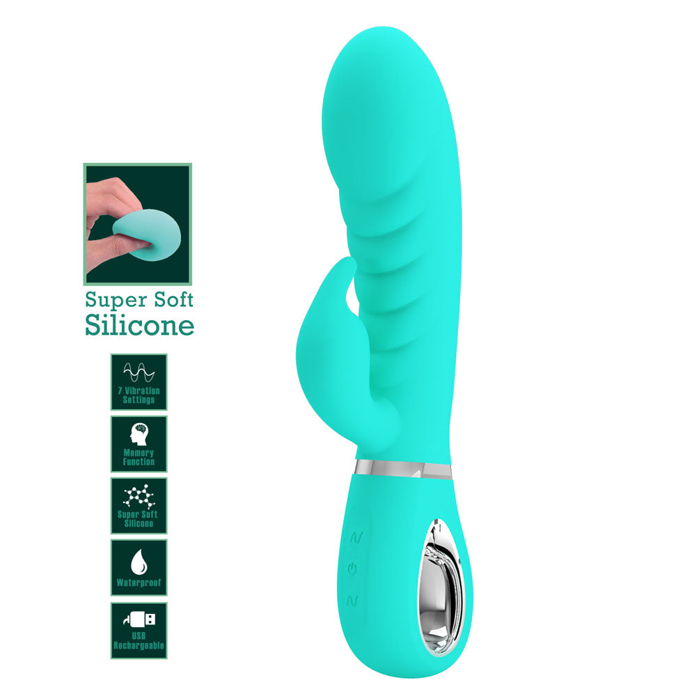 Party Up Edward Rabbit Vibe Teal 20 cm Rabbit Vibrator > Vibrators > Ladies > Rabbit