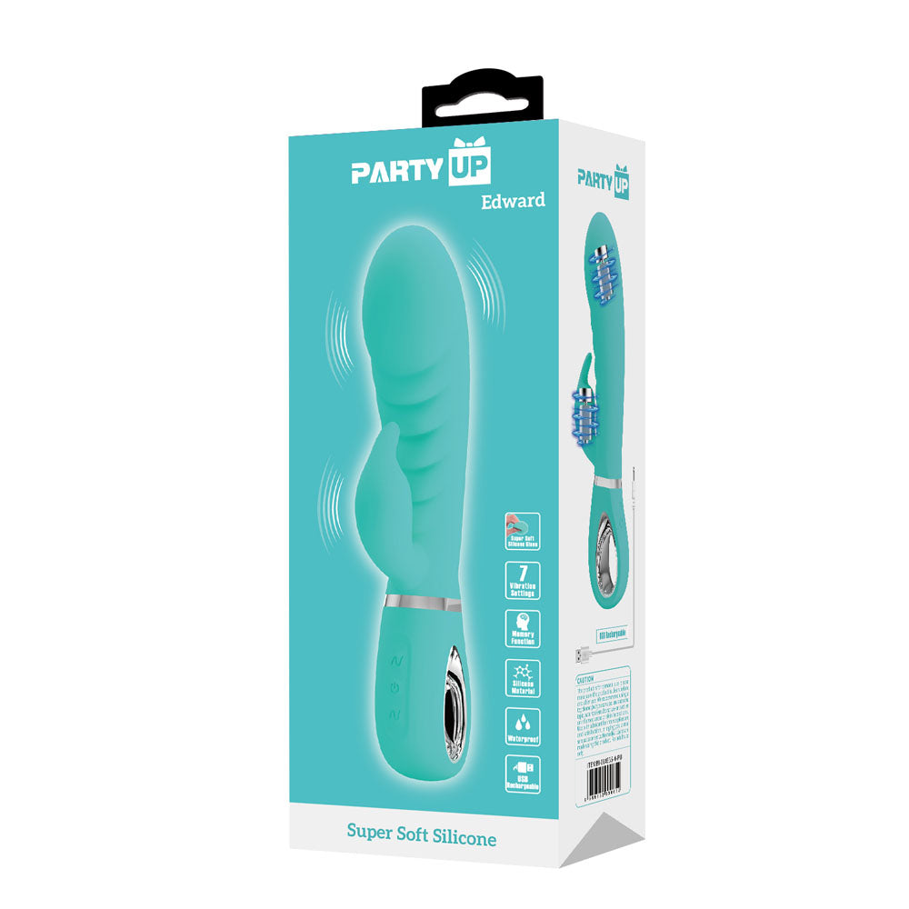 Party Up Edward Rabbit Vibe Teal 20 cm Rabbit Vibrator > Vibrators > Ladies > Rabbit