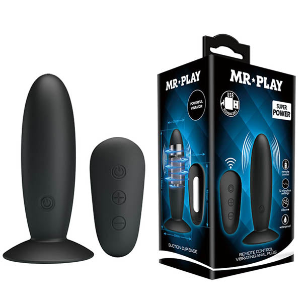 Mr Play Remote Control Vibrating Anal Plug USB Rechargeable Butt Plug with Wireless Remote Black Butt Plugs - Vibrating
