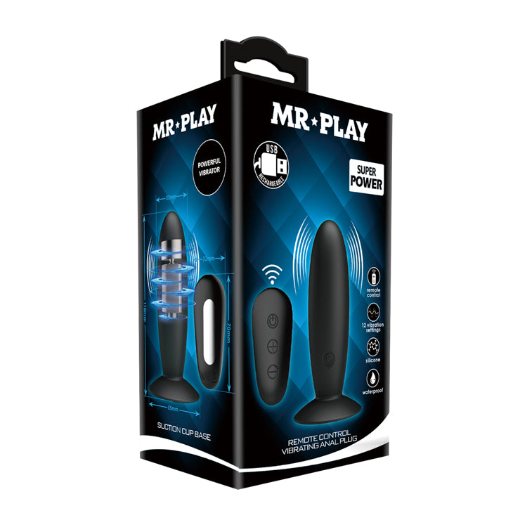 Pretty Love Mr. Play (Black) – Remote-Controlled Silicone Vibrating Anal Plug > Anal Range > Vibrating Butt Plugs