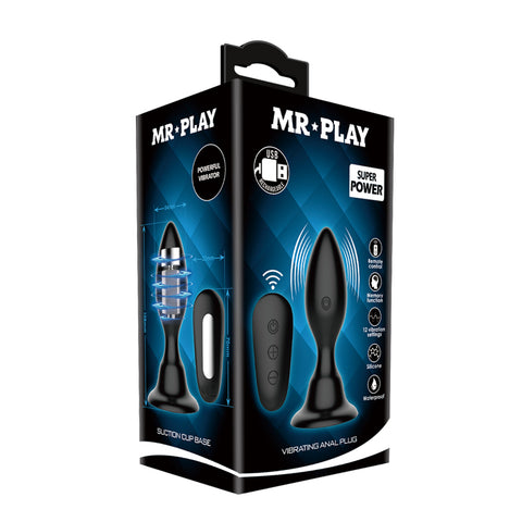 Mr Play Vibrating Anal Plug 10.8 cm USB Rechargeable Butt Plug with Remote Control Butt Plugs - Vibrating