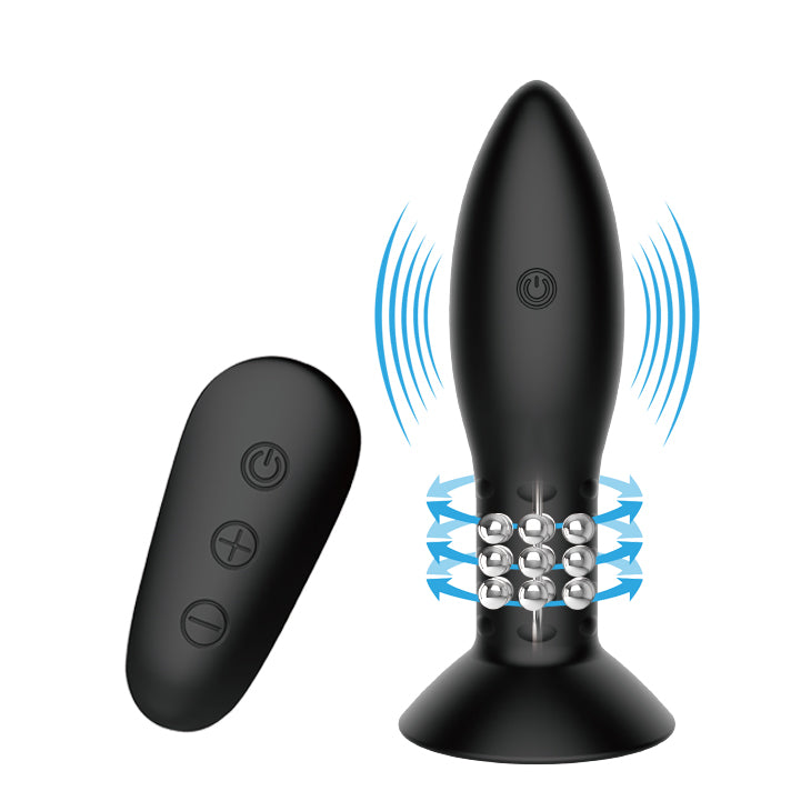 Mr Play Rotation Beads Anal Plug USB Rechargeable Beaded Butt Plug with Wireless Remote Butt Plugs - Vibrating