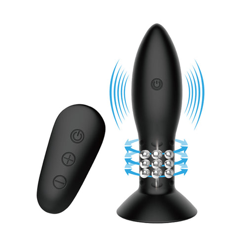 Mr Play Rotation Beads Anal Plug USB Rechargeable Beaded Butt Plug with Wireless Remote Butt Plugs - Vibrating
