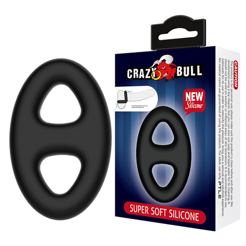 Crazy Bull Oval Cock and Ball Ring Adjustable Size Adult Sex Toy Black COCK RINGS