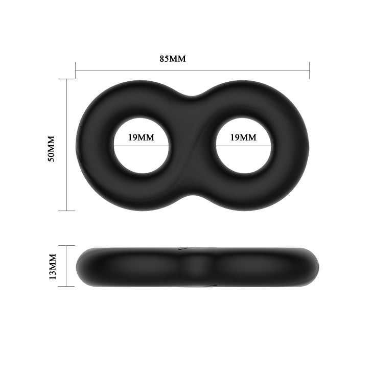 Crazy Bull Double Donut Cock and Ball Ring Black COCK RINGS