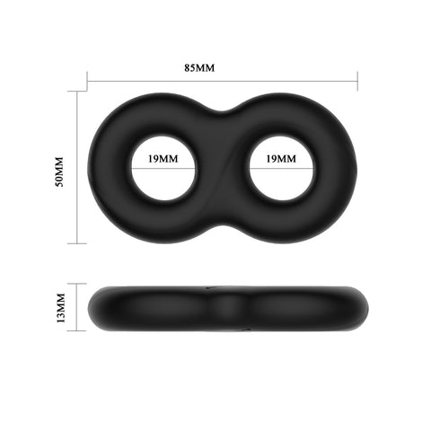 Crazy Bull Double Donut Cock and Ball Ring Black COCK RINGS