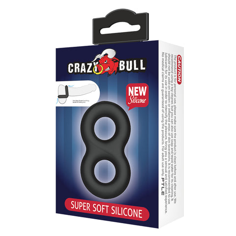 Crazy Bull Double Donut Cock and Ball Ring Black COCK RINGS
