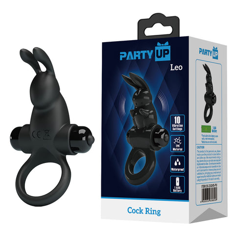 Party Up Larry Vibrating Cock Ring for Intense Pleasure and Exciting Experiences Black COCK RINGS