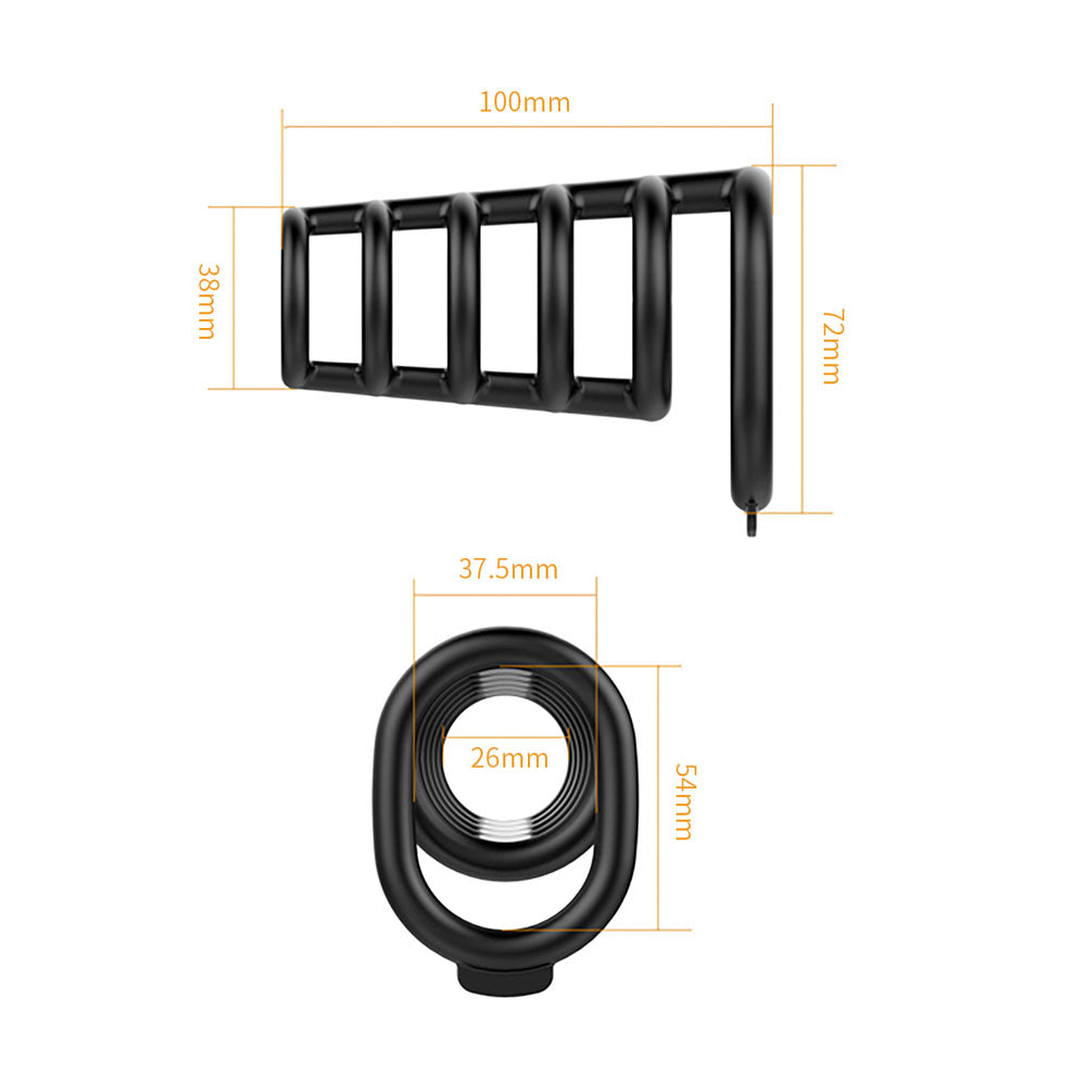 Party Up Kim Cock Cage Ribbed Penis Extender Sleeve with Six Connected Rings Cock Ring > Bondage Gear > Male Chastity