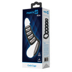 Party Up Kim Cock Cage Ribbed Penis Extender Sleeve with Six Connected Rings Cock Ring > Bondage Gear > Male Chastity