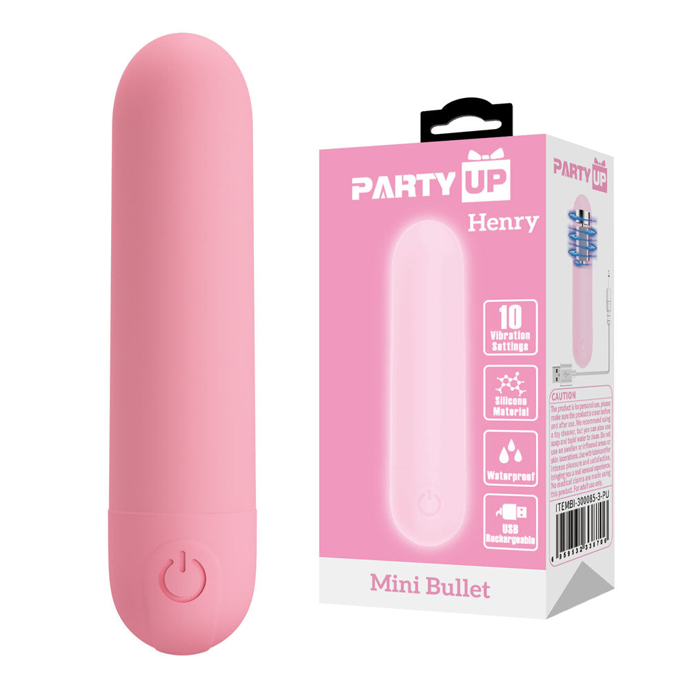 Party Up Henry Mini (Black) – USB Rechargeable 8cm Bullet Vibrator Pink > Vibrators > Mini Vibrators Main image