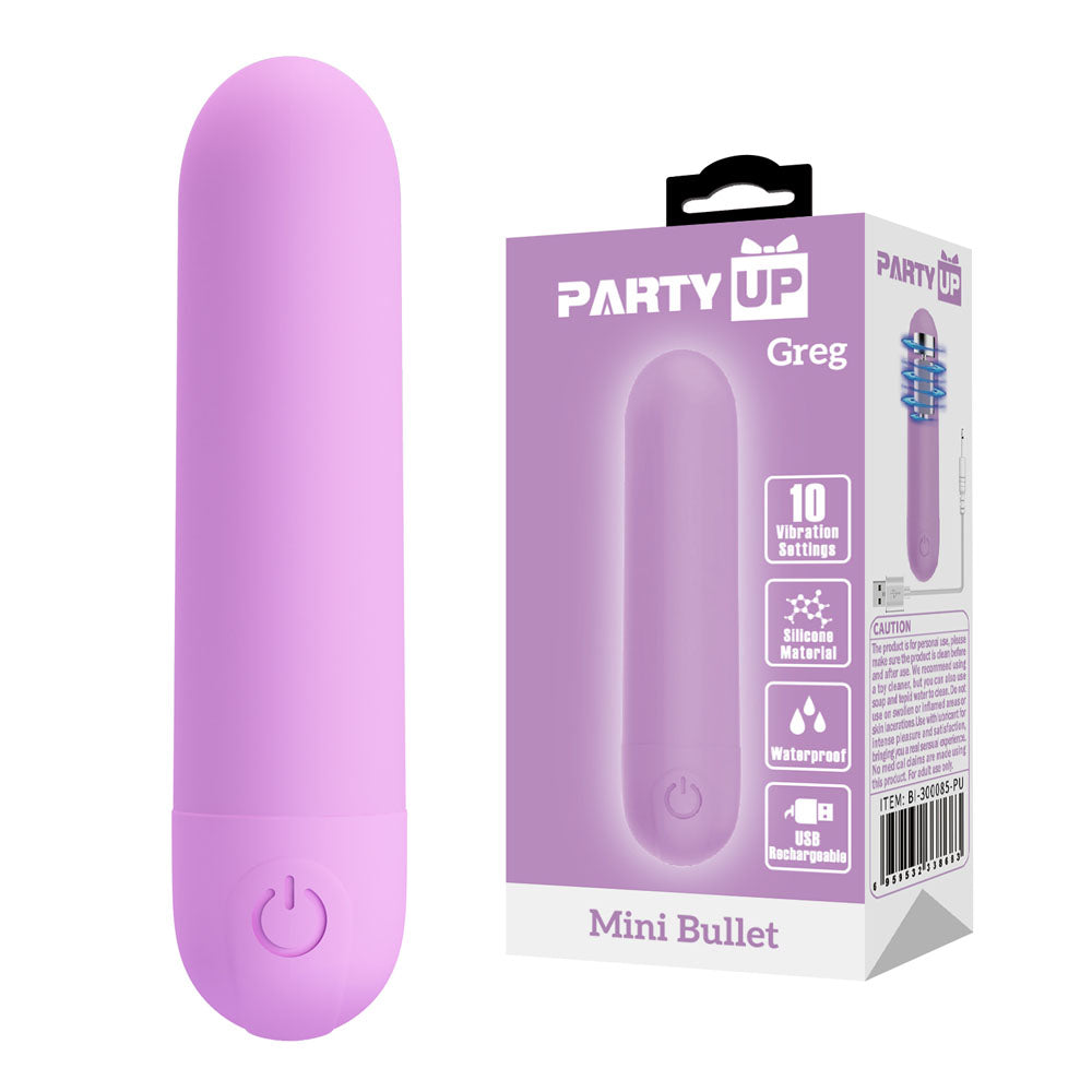 Party Up Greg Mini (Black) – USB Rechargeable 8 cm Bullet Vibrator Purple > Vibrators > Mini Vibrators Main image