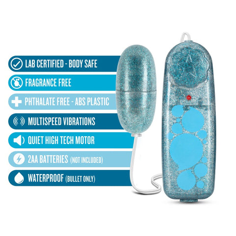 B Yours Glitter Power Bullet Blue 5.5 cm Waterproof Toy BULLETS