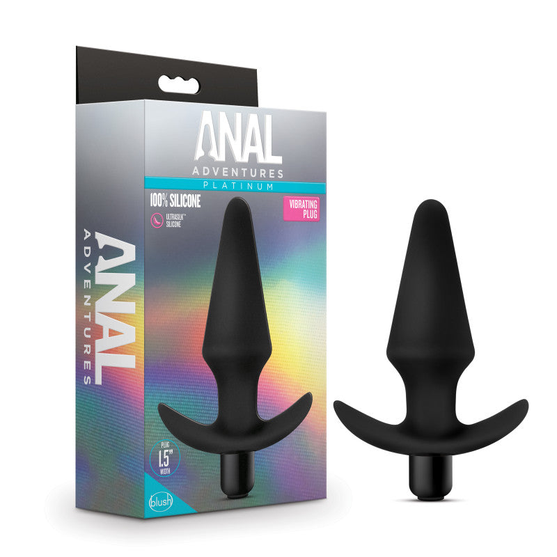 Anal Adventures Platinum Silicone Vibrating Anal Plug Black > Anal Range > Butt Plugs