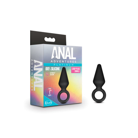 Anal Adventures Platinum Silicone Anal Loop Plug Small Black ANAL TOYS