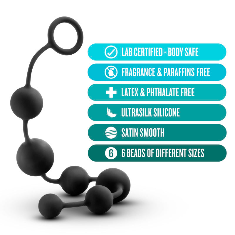 Platinum Silicone Large Black Anal Beads for Intimate Play - 16 Inch > Anal Range > Oversized Anal Toys